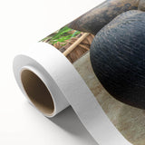 Art deco poster of Seychelles scenery on rolled canvas, featuring pastel shades, ideal for nursery wall art.
