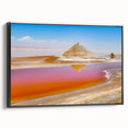 Framed canvas depicting a black and white Tunisian landscape, ideal for bedroom wall decor.