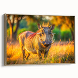 Framed canvas depicting a serene Zambian landscape in muted earth tones, ideal for bedroom wall art.