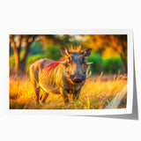 Rolled print of a Zambian landscape featuring acacia trees and sunset hues, suitable for art wall dining room.