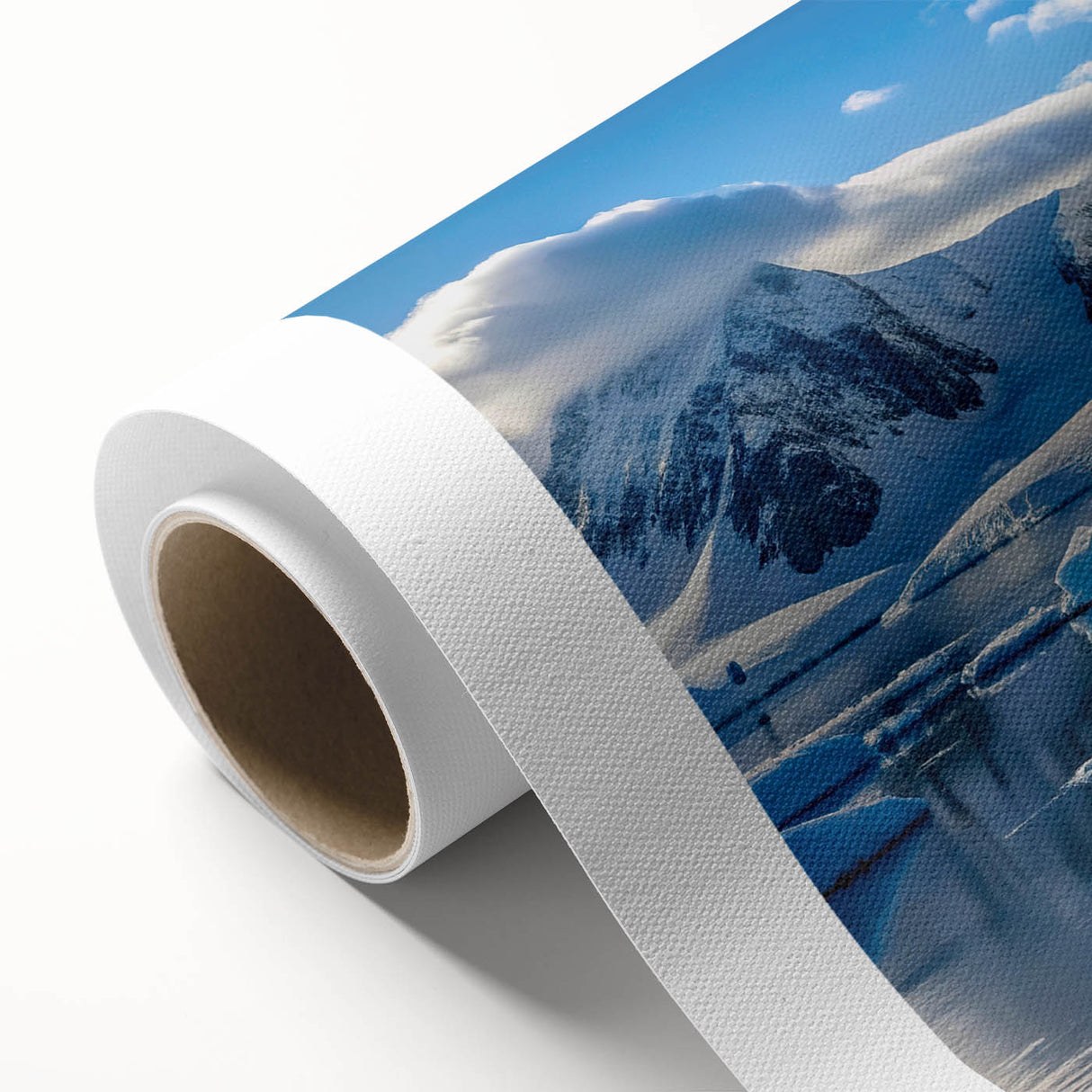 Art Deco poster of Antarctic scenery in cool blue tones on rolled canvas, ideal for nursery wall art.