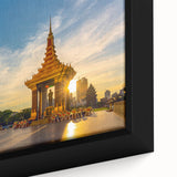 Extra large framed canvas depicting a vivid, textured Cambodian landscape in black with colorful elements.