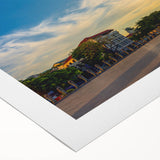 Art deco poster featuring a serene Cambodian landscape on rolled canvas, suitable for dining room decor.