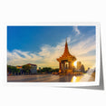 Extra large rolled print of Cambodian scenery featuring lush greenery and temples, in natural earth tones.