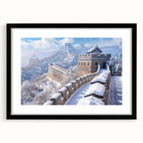 Extra large colorful art print of an abstract representation of the Great Wall of China.