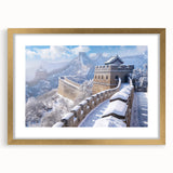 Extra large wall art featuring an abstract print of the Great Wall of China in textured gold and brown tones.