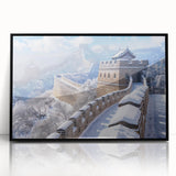 Framed acrylic print of the Great Wall of China in muted earth tones, ideal for modern art wall decor.