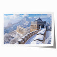 Extra large rolled print of the Great Wall of China in muted earth tones, ideal for dining room wall art.