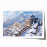 Extra large rolled print of the Great Wall of China in muted earth tones, ideal for dining room wall art.