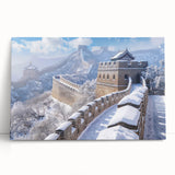 Monochrome print of the Great Wall of China on stretched canvas, suitable as large kitchen or bedroom wall art.