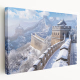 Side view of the Great Wall of China in muted earth tones on stretched canvas, suitable for kitchen wall art.