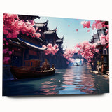 Large abstract wall art of Shanghai skyline in muted gray tones on acrylic glass, ideal for bedroom or dining room decor.