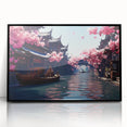 Large abstract wall art of Shanghai skyline in muted gray and blue tones on framed acrylic.