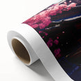 Art Deco style poster of Shanghai skyline in muted gold and navy tones on rolled canvas, ideal for nursery wall art.