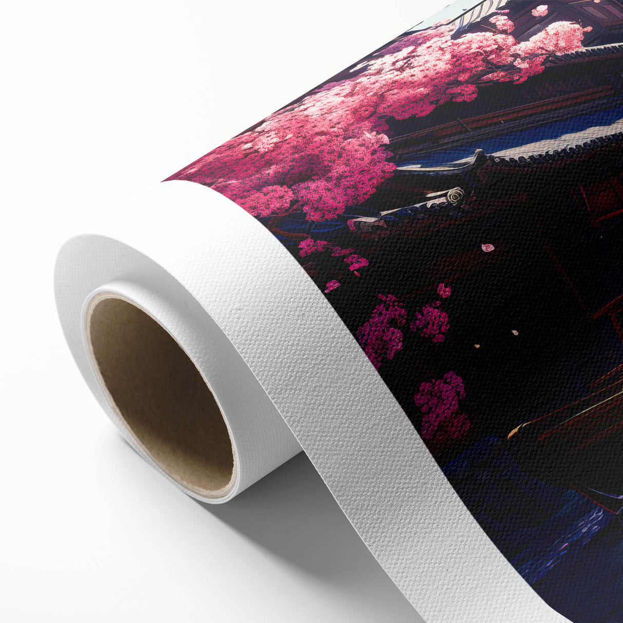 Art Deco style poster of Shanghai skyline in muted gold and navy tones on rolled canvas, ideal for nursery wall art.
