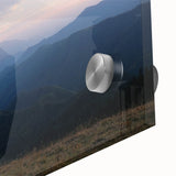 Large abstract wall art of Asian scenery in muted earth tones on acrylic glass, suitable for dining room decor.