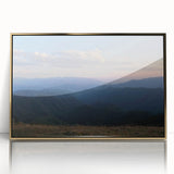Large art print of a serene Georgian landscape in muted earth tones on a framed acrylic, ideal for modern art wall decor.