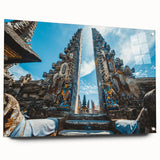 Large abstract wall art depicting Indonesian scenery on acrylic glass, in vibrant earth tones.