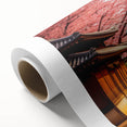 Art deco poster of Kyoto scenery in pastel shades on rolled canvas, suitable for nursery wall art.