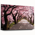 Large abstract wall art depicting a serene Japanese landscape in muted earth tones on acrylic glass.