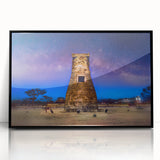 Large abstract wall art featuring a mid-century modernist Korean scenery in muted earth tones, framed in black acrylic.