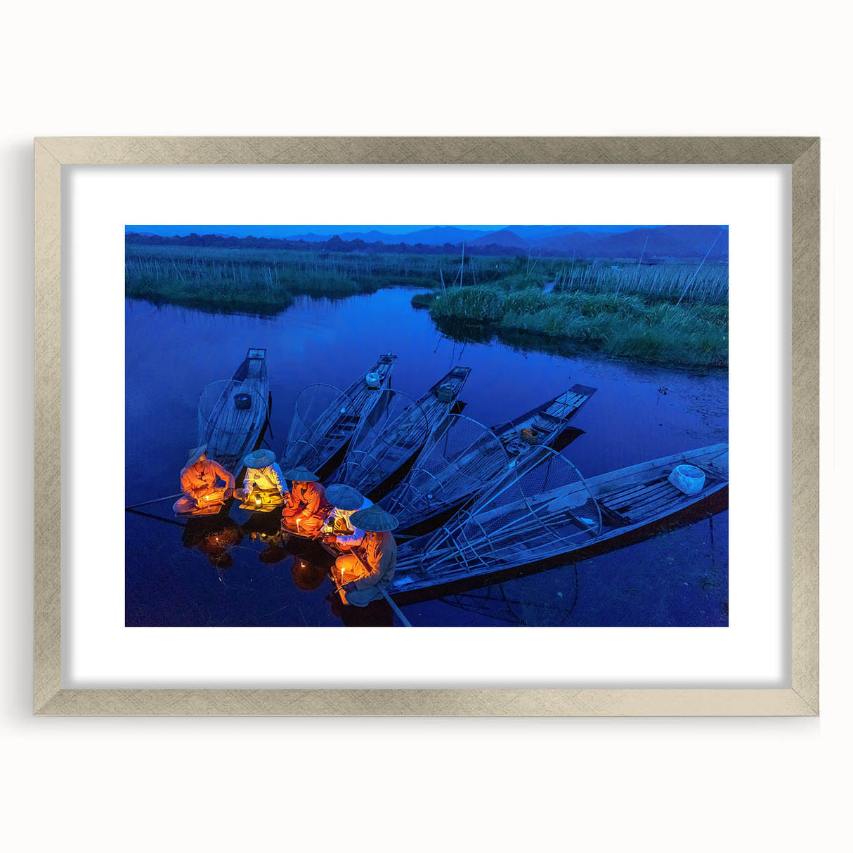 Textured art depicting an abstract scene of Myanmar in muted earth tones, framed in silver, ideal for bedroom decor.