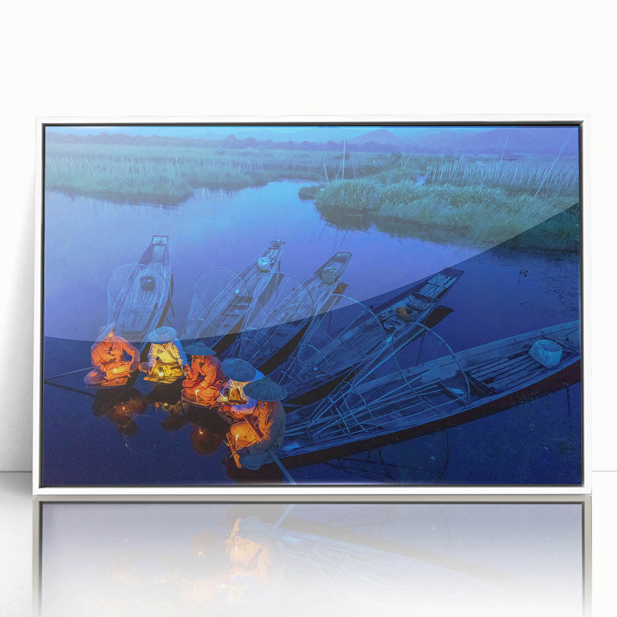 Framed acrylic print of a Myanmar landscape in soft pastel shades, ideal for modern art wall decor.