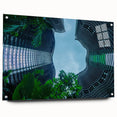 Acrylic print of Singapore skyline with vibrant blue and gray tones, suitable for dining room or bedroom decor.