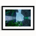 Extra large colorful art print of abstract Singapore skyline in vibrant hues on textured canvas, ideal for living room decor.