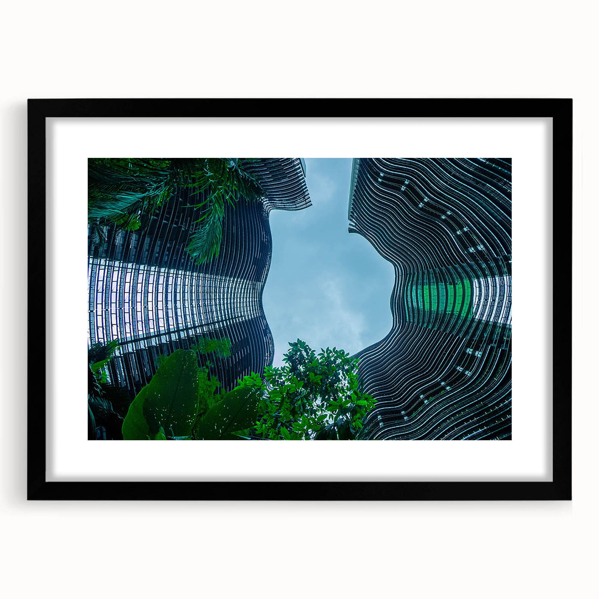 Extra large colorful art print of abstract Singapore skyline in vibrant hues on textured canvas, ideal for living room decor.