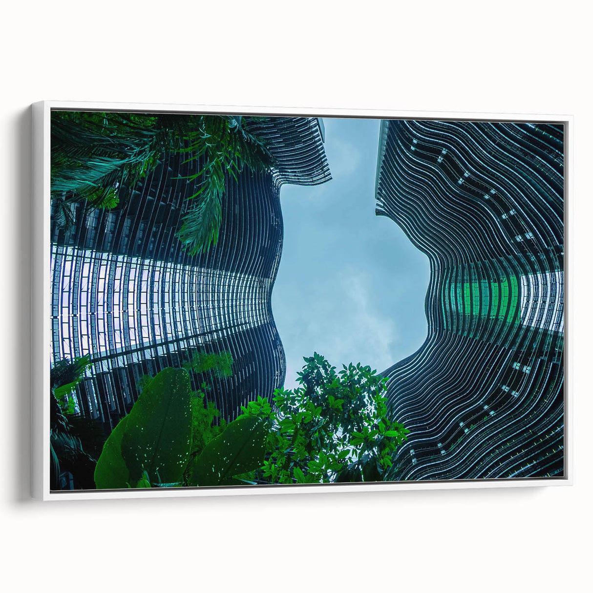 Vintage poster art of Singapore skyline in vibrant colors on a large framed canvas, ideal for living room decor.