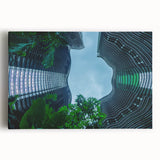 Black and white stretched canvas of Singapore skyline, ideal for kitchen wall art.