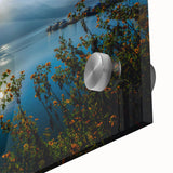 Large abstract wall art depicting a Taiwanese landscape in muted earth tones on acrylic glass, ideal for dining room art.