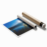 Extra large rolled print of a serene Taiwanese landscape with soft floral elements, ideal for classy bathroom wall art.