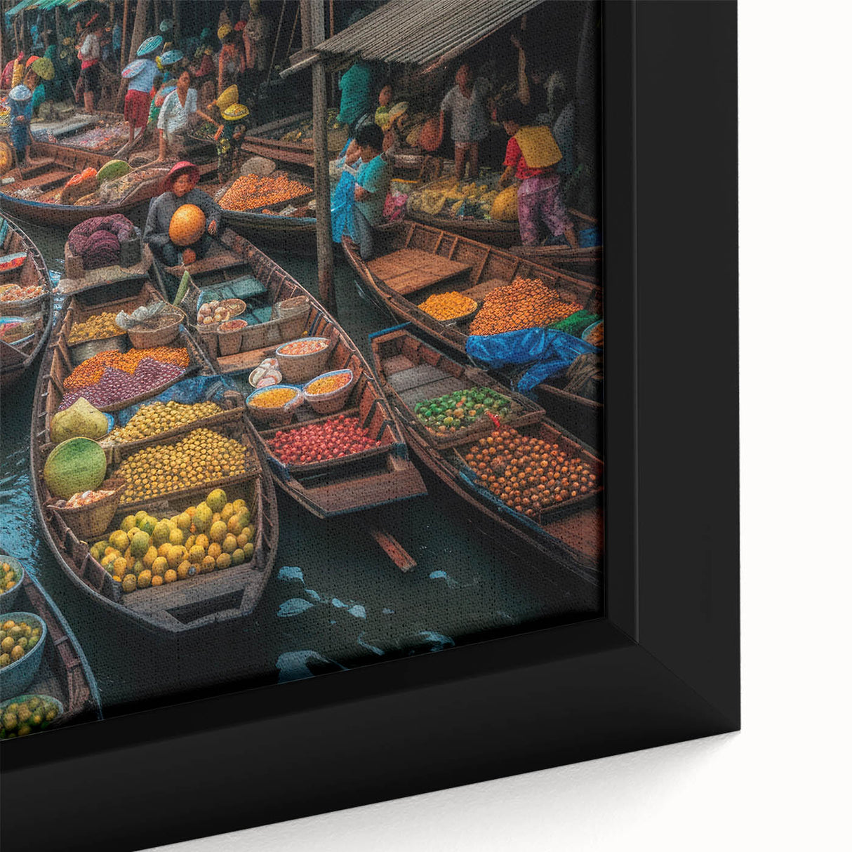 Extra large framed canvas featuring a textured depiction of Bangkok's skyline in black with colorful art accents.