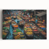 Black and white large art print of Bangkok skyline on stretched canvas, suitable for kitchen wall art.