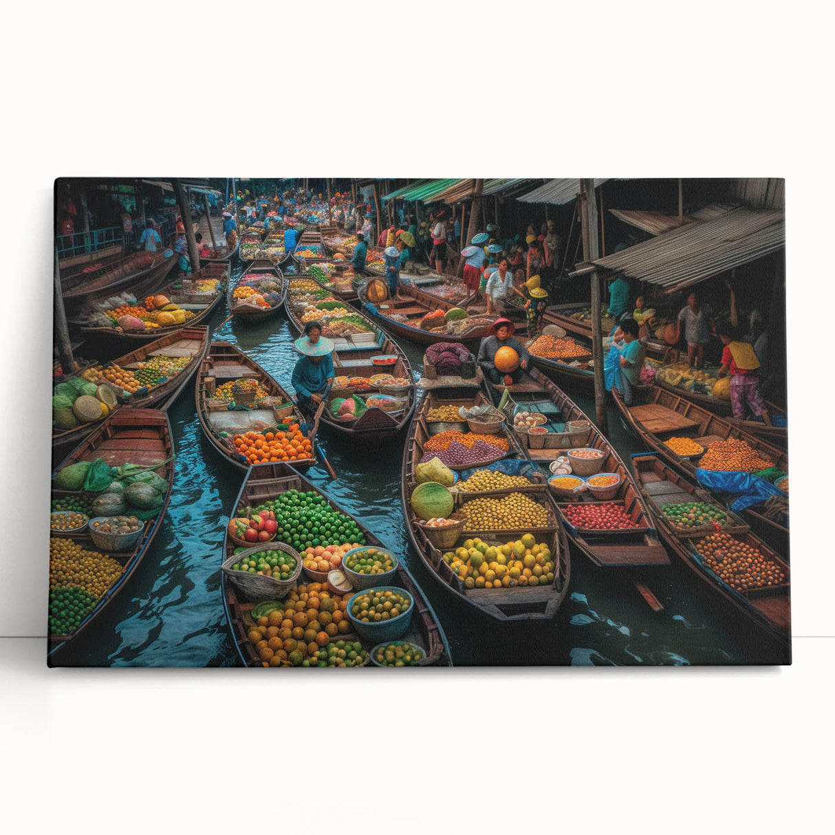 Black and white large art print of Bangkok skyline on stretched canvas, ideal for kitchen wall art or bedroom ambiance.