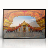 Large abstract wall art depicting a Thai landscape in muted earth tones on a framed acrylic.
