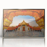 Mid-century modernist art depicting a serene Thailand scenery in silver-framed acrylic, perfect for nursery wall art.