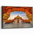 Black and white landscape art painting of a Thai scenery on framed canvas, ideal for bedroom wall decor.