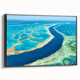 Black and white framed canvas of Brisbane landscape, ideal for bedroom wall art in a vintage poster style.