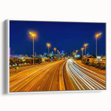 Framed canvas wall art featuring a vintage-style Melbourne landscape in black and white tones, ideal for bedroom decor.