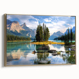 Framed canvas wall art depicting a serene Alberta landscape in muted earth tones, ideal for bedroom decor.