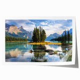 Scenic Alberta landscape rolled print featuring vibrant greenery and mountainous backdrop, ideal for art wall dining room.