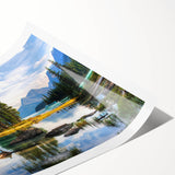 Extra large rolled print featuring line art flowers over a muted Alberta scenery, ideal for large living room wall art.