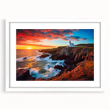 Abstract art print of Newfoundland scenery in muted earth tones on framed canvas, suitable for dining room decor.