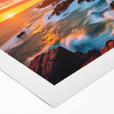 Art deco poster of Newfoundland scenery in muted blue and green tones on rolled canvas, suitable for dining room decor.