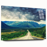 Acrylic print of a large abstract depiction of the Northwest Territories, featuring muted earth tones.