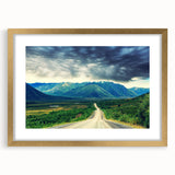 Extra large abstract art print of the Northwest Territories scenery in gold frame, ideal for living room decor.