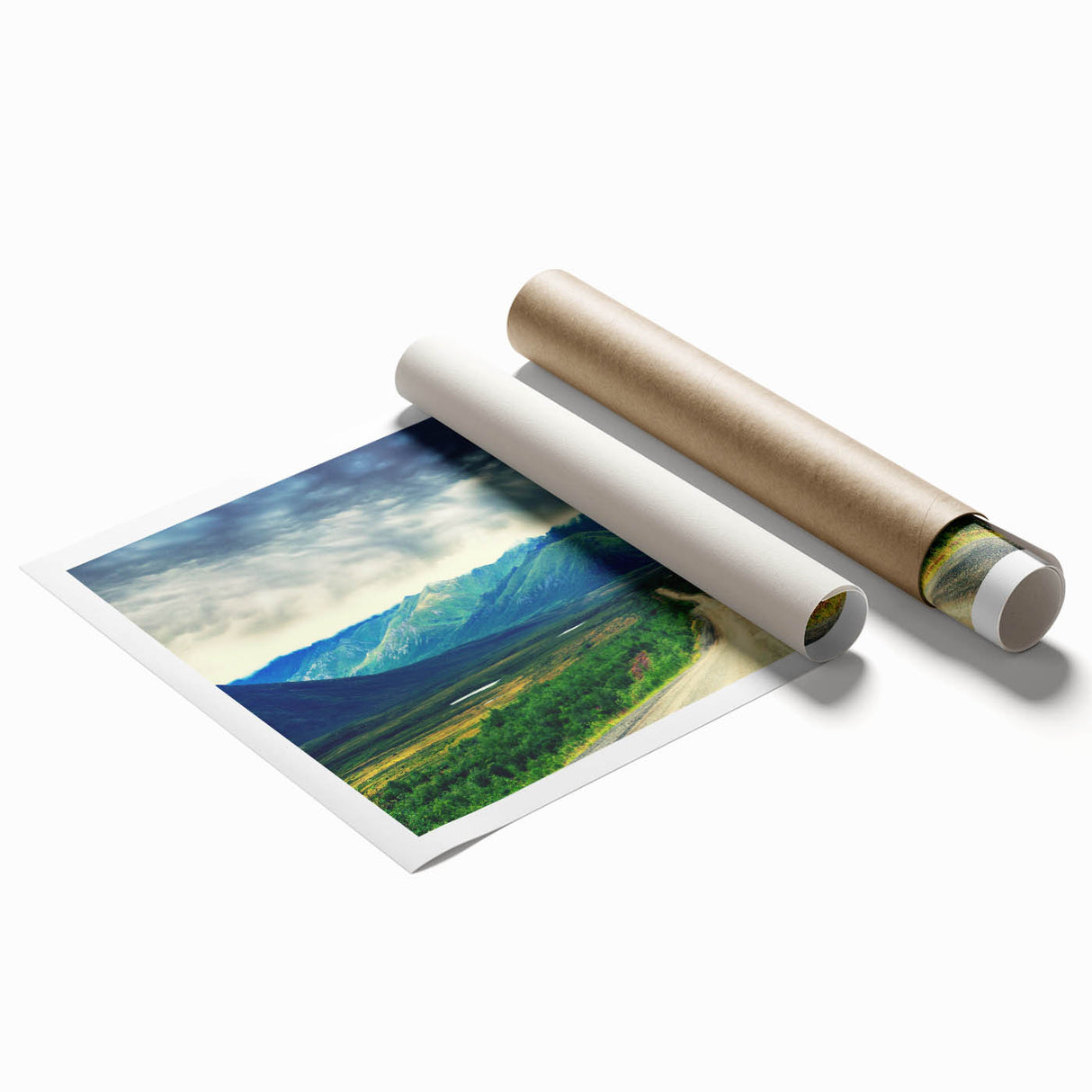 Extra large rolled print of Northwest Territories scenery with muted earth tones, ideal for classy bathroom wall art.